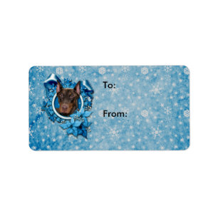 Christmas - Blue Snowflake - Doberman - Rocky Label