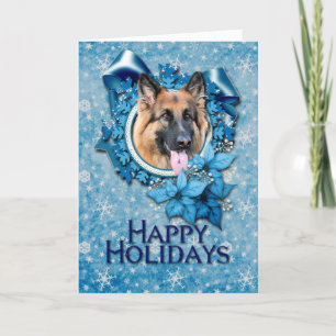 Christmas - Blue Snowflake -German Shepherd Chance Holiday Card