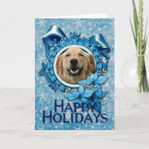 Christmas - Blue Snowflake - Golden Retriever Holiday Card
