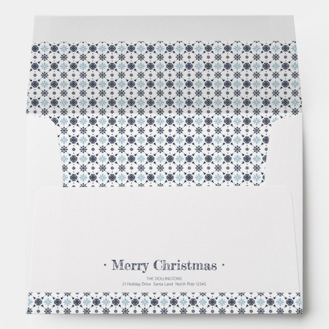 Christmas Blue Snowflake Return Address Envelope (Back (Bottom))