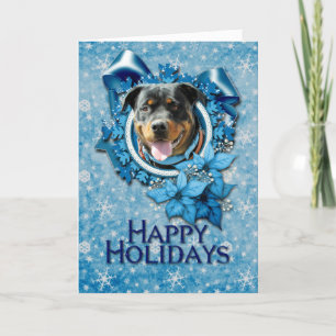 Christmas - Blue Snowflake - Rottweiler SambaParTi Holiday Card