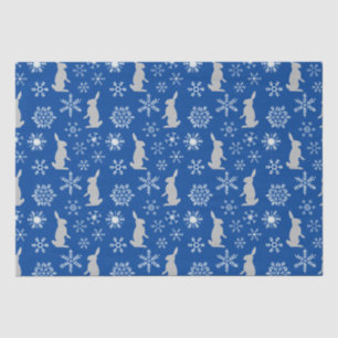 Christmas Blue Snowflakes and Bunnies Tissue Paper