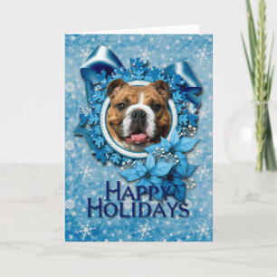 Christmas - Blue Snowflakes - Bulldog Holiday Card
