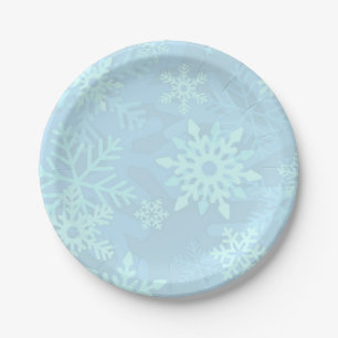 Christmas Blue Snowflakes Dessert Plates