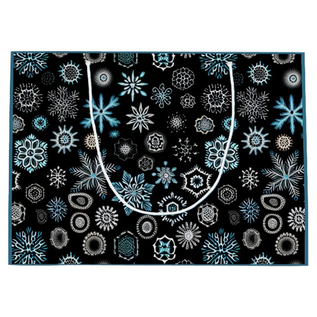 Christmas Blue Snowflakes Large Gift Bag (Front)