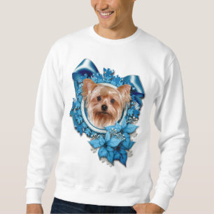 Christmas - Blue Snowflakes - Yorkshire Terrier Sweatshirt