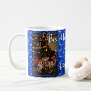Christmas Blue Star Pattern Personalised Pet Photo Coffee Mug
