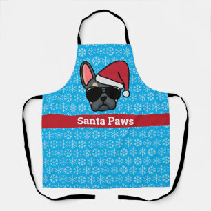 Christmas Blue Tan French Bulldog Apron