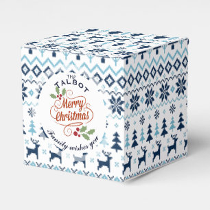 CHRISTMAS Blue Traditional personalised Favour Box