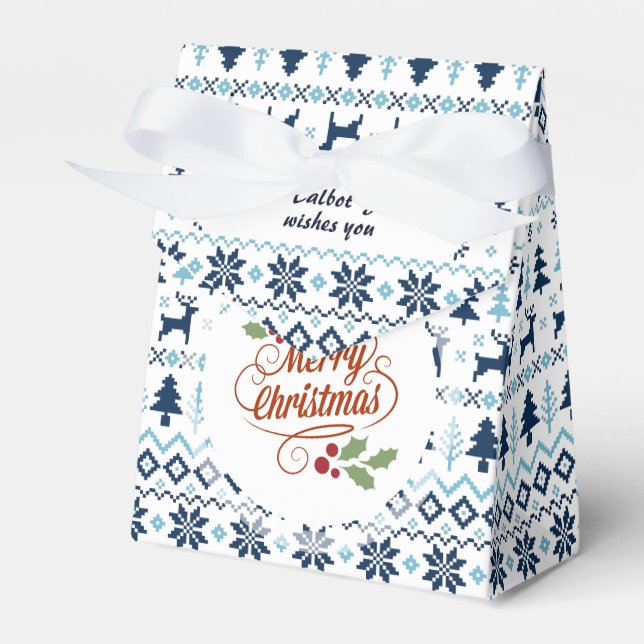 CHRISTMAS Blue Traditional personalised Favour ten Favour Box (Front Side)