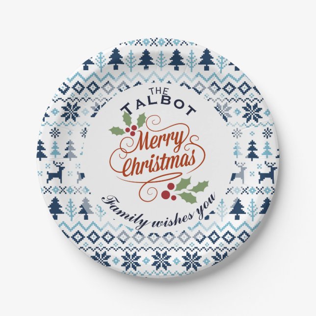CHRISTMAS Blue Traditional personalised P Plate (Front)