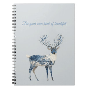 Christmas Blue White Chic Deer Notebook