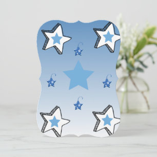 Christmas Blue & White Stars Flat Greeting Card