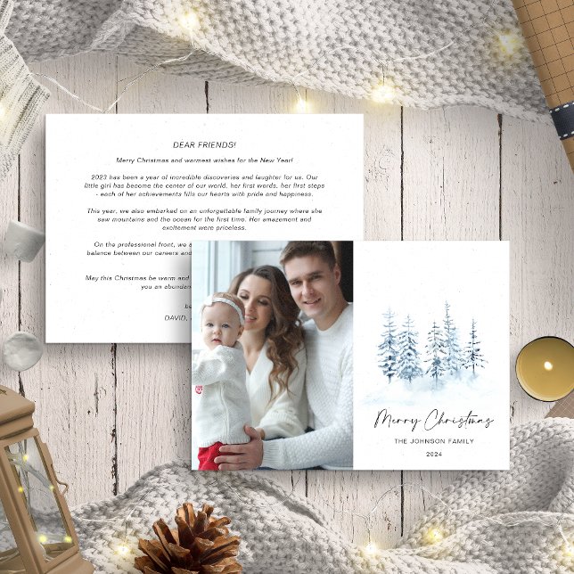 Christmas Blue Winter Annual Family Update Photo Holiday Card (Creator Uploaded)