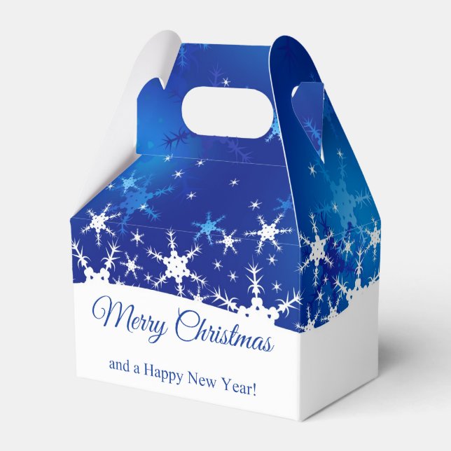 Christmas Blue Winter Snowflakes Favour Box (Front Side)