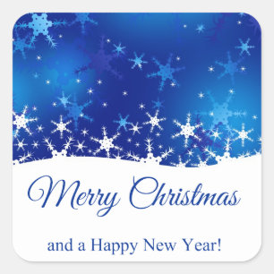 Christmas Blue Winter Snowflakes Square Sticker