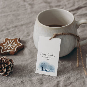 Christmas Blue Winter Village Rustic Landscape Gift Tags