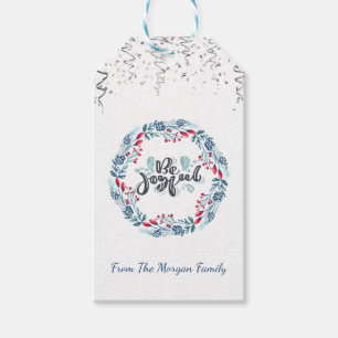 Christmas Blue Wreath,Confetti,Be Joyful Gift Tags