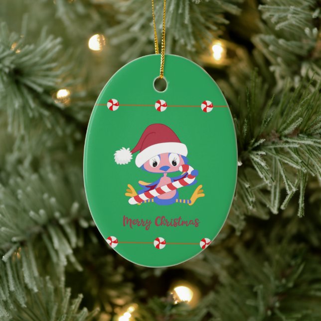 Christmas Bluebird Candy Decor Custom Year Oval Ceramic Tree Decoration (Tree)