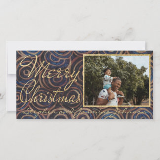 Christmas Blues and Golds Holiday Card