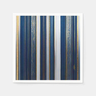 Christmas Blues Stripes Blue White Gold Napkin