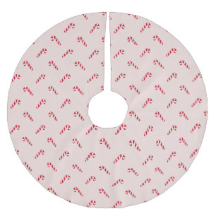 Christmas blush pink girly cute candy cane pattern brushed polyester tree skirt