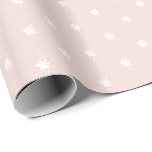 Christmas blush pink white snowflakes cute gift wrapping paper (Roll Corner)