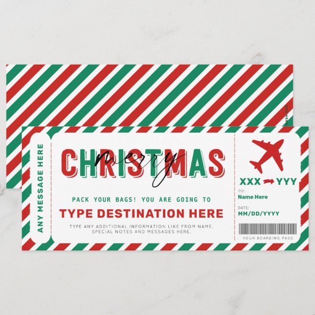 Christmas Boarding Pass Voucher Gift Ticket (Front/Back)