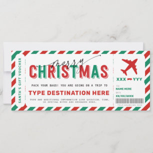 Christmas Boarding Pass Voucher Gift Ticket Invitation