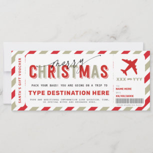 Christmas Boarding Pass Voucher Gift Ticket Invitation
