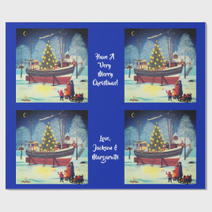 Christmas Boat in Lights Wrapping Paper