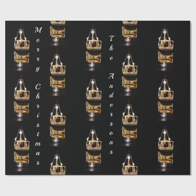 Christmas Boat With Golden Lights Wrapping Paper (Flat)