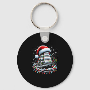 Christmas Boating Sailing Cruise Boat Surrounded B Key Ring