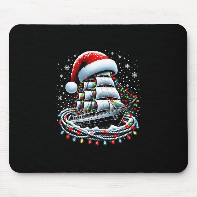 Christmas Boating Sailing Cruise Boat Surrounded B Mouse Mat (Front)