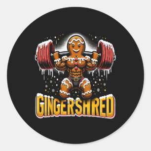 Christmas Bodybuilding Gingershred Funny Gingerbre Classic Round Sticker
