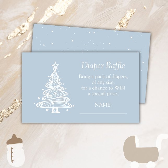 Christmas Boho Blue Baby Boy Shower Diaper Raffle Enclosure Card (Creator Uploaded)