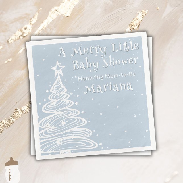 Christmas Boho Blue Boy Baby Shower Napkin (Creator Uploaded)