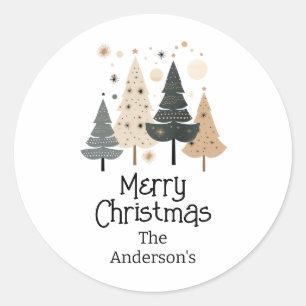 Christmas Boho Classic Round Sticker
