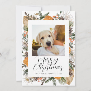Christmas Boho Dried Botanical Family Photo Holida Holiday Card