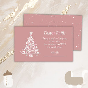 Christmas Boho Pink Baby Girl Shower Diaper Raffle Enclosure Card