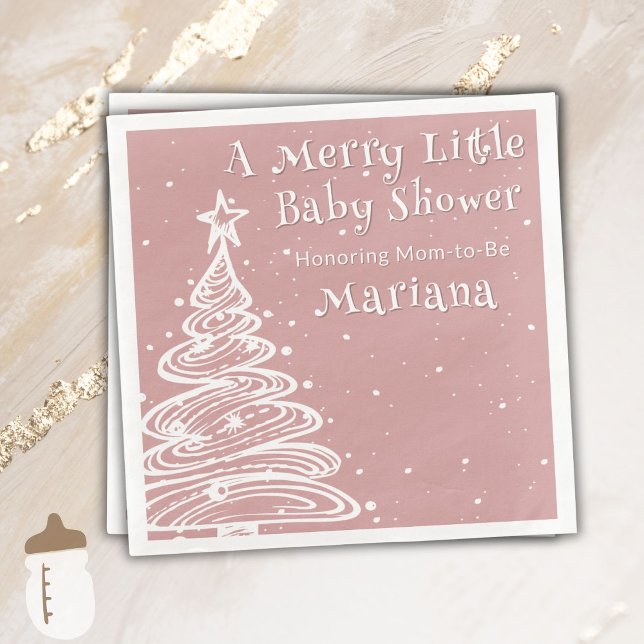 Christmas Boho Pink Girl Baby Shower Napkin (Creator Uploaded)