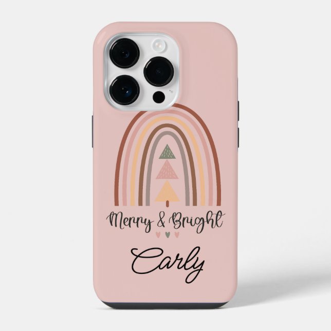 Christmas Boho Pink iPhone Case (Back)