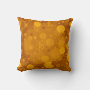 Christmas Bokeh, Golden Square Throw Pillow