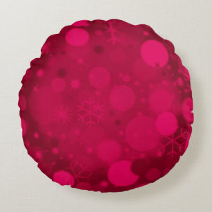 Christmas Bokeh, Rasp.Pink-ROUND THROW PILLOW