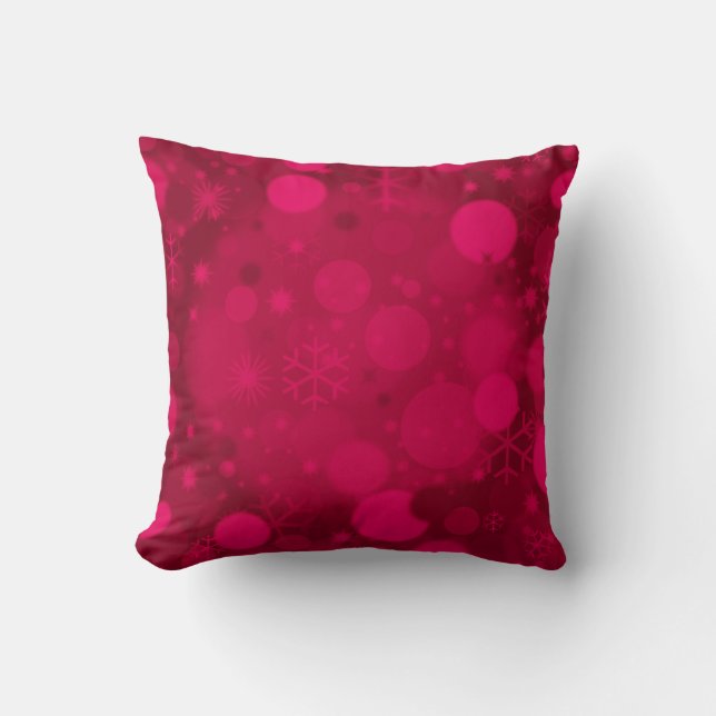Christmas Bokeh, Rasp. Pink Square Throw Pillow (Front)