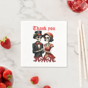 Christmas Bone Romance, A festive skeleton couple. Napkin