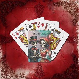 Christmas Bone Romance, A festive skeleton couple. Playing Cards