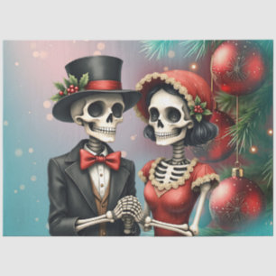 Christmas Bone Romance, A festive skeleton couple. Tissue Paper