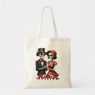 Christmas Bone Romance, A festive skeleton couple. Tote Bag