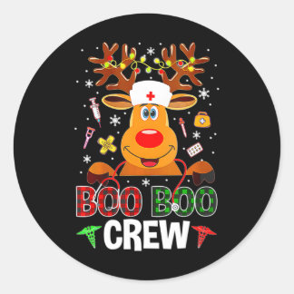 Christmas Boo Boo Crew Reindeer Nurse Buffalo Classic Round Sticker